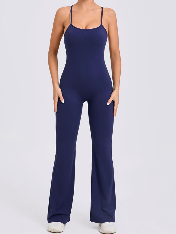 Cross Back Flare Booty Jumpsuit