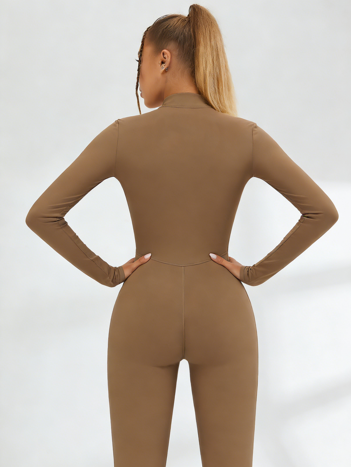 Fleece Zipper Flare Jumpsuit