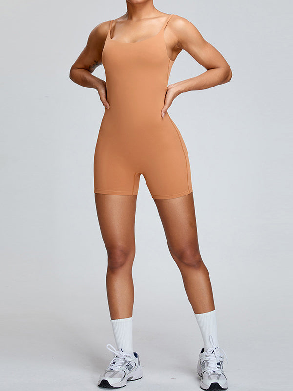 Backless U Collar Quick Dry Nude Sensation Romper