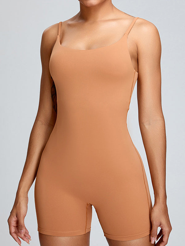 Backless U Collar Quick Dry Nude Sensation Romper