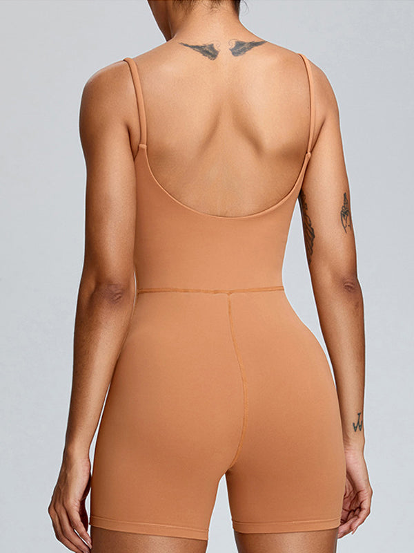 Backless U Collar Quick Dry Nude Sensation Romper
