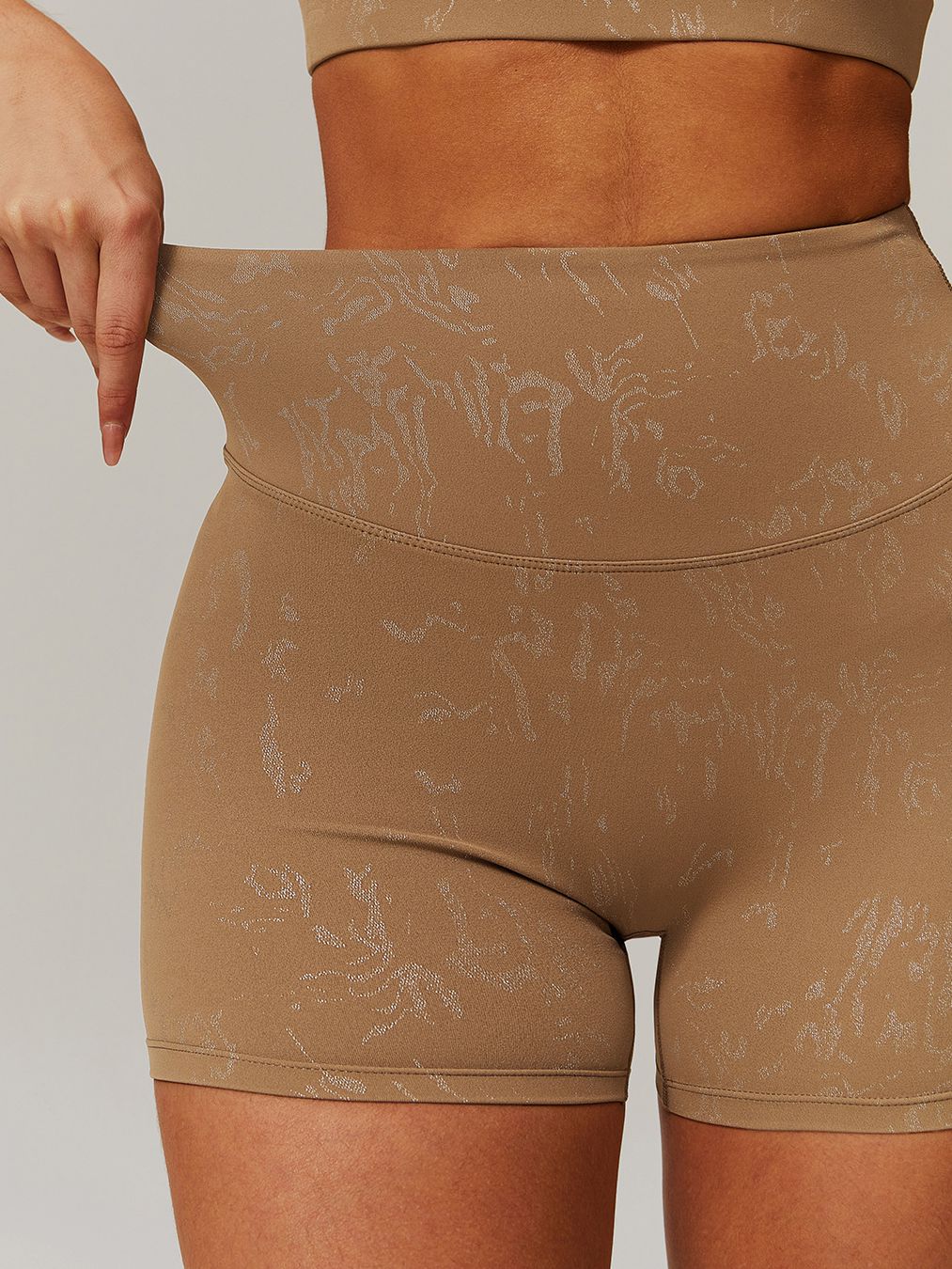 High-rise Hot Stamping Print Quick Dry Scrunch Bum Booty Shorts