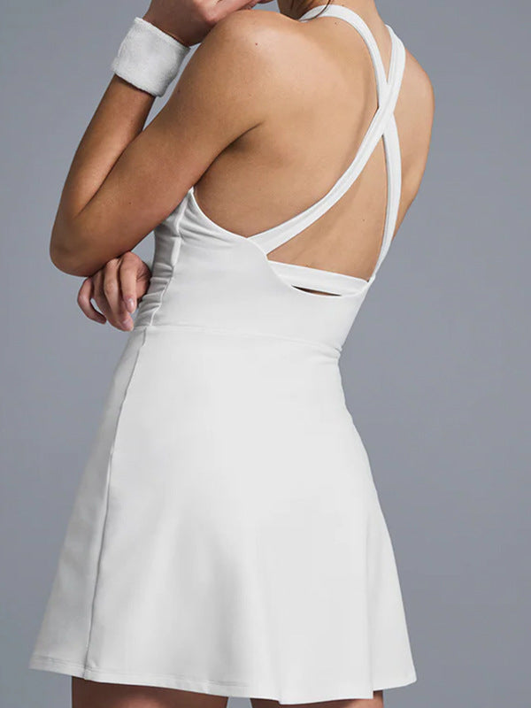 Cross Back Hollow Out Quick-dry Dress