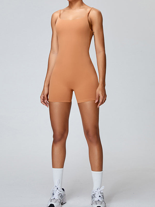 Backless U Collar Quick Dry Nude Sensation Romper