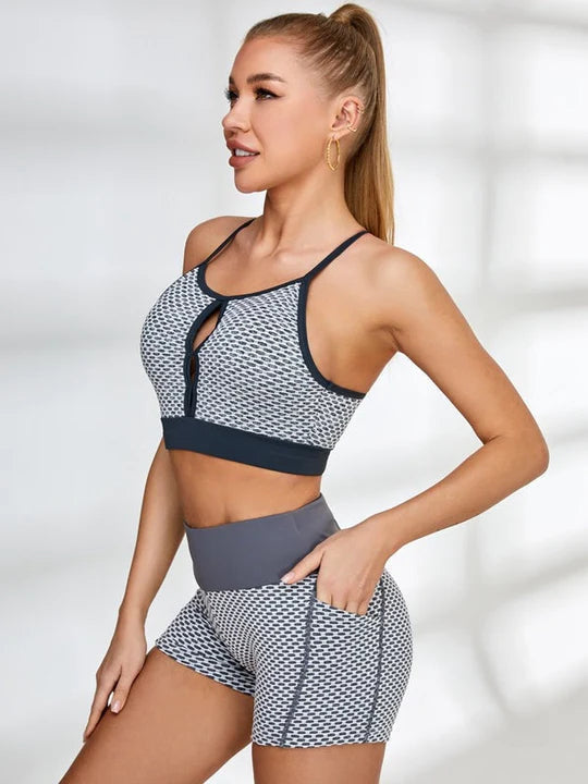 Honeycomb Pocket Peach Hip Spandex Gym Booty Shorts