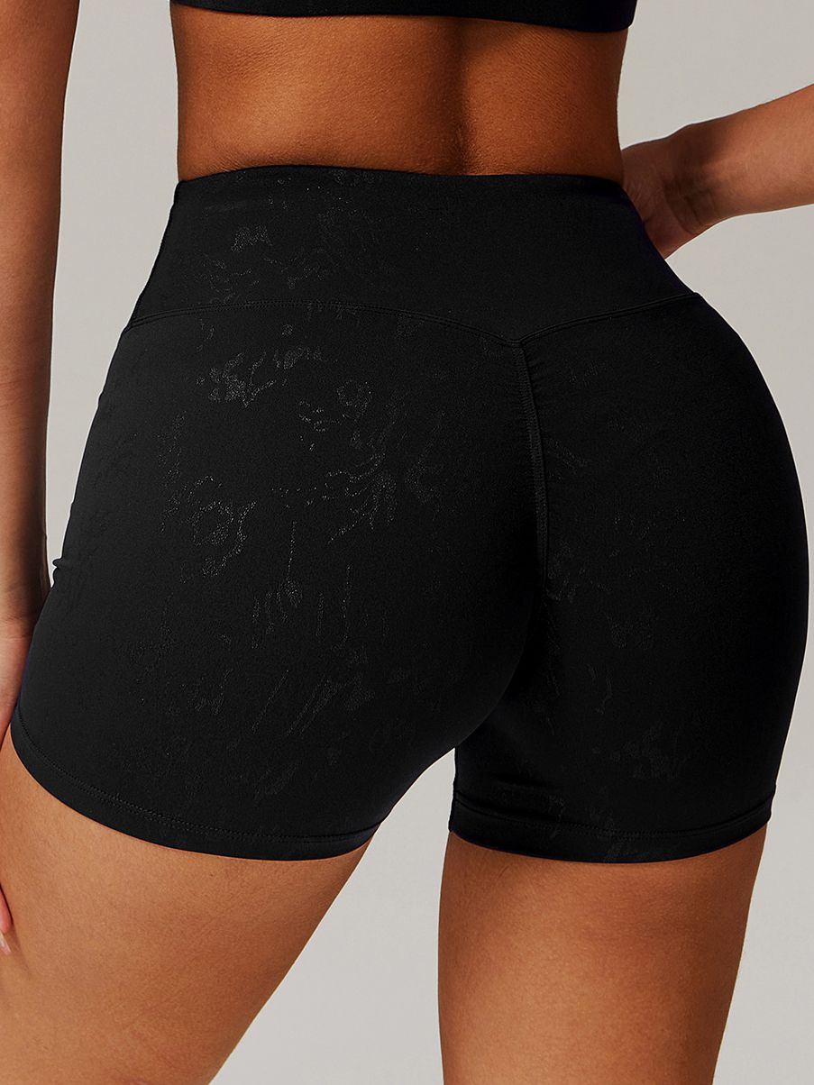 High-rise Hot Stamping Print Quick Dry Scrunch Bum Booty Shorts