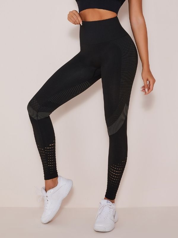 Breathable Mesh High Waist Hollow Out High Impact Sportswear