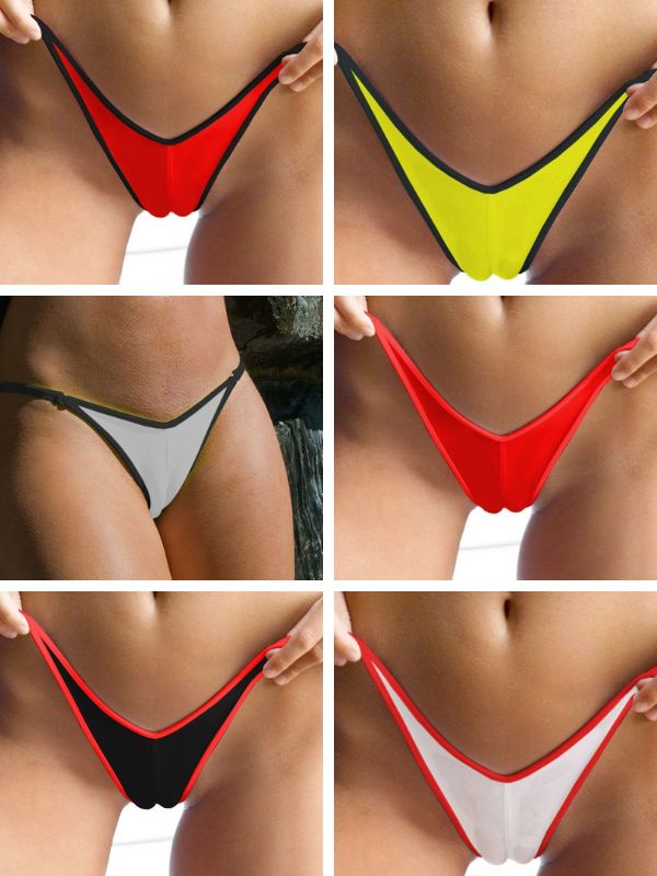 Contrast Color Stripe T-back Panties
