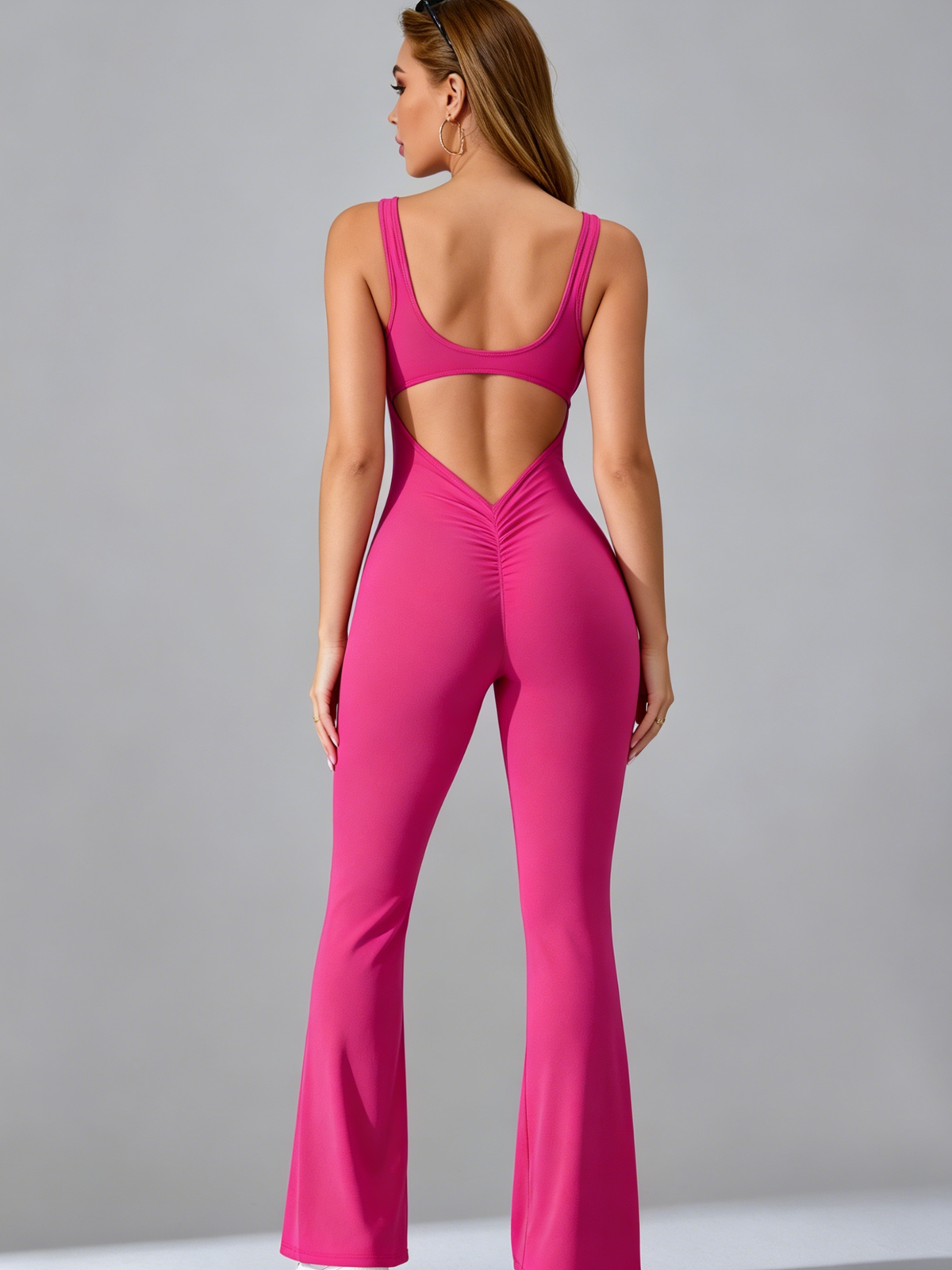 Backless Scrunch Bum Flare Jumpsuit