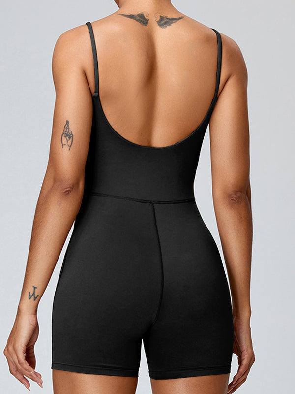 Backless U Collar Quick Dry Nude Sensation Romper