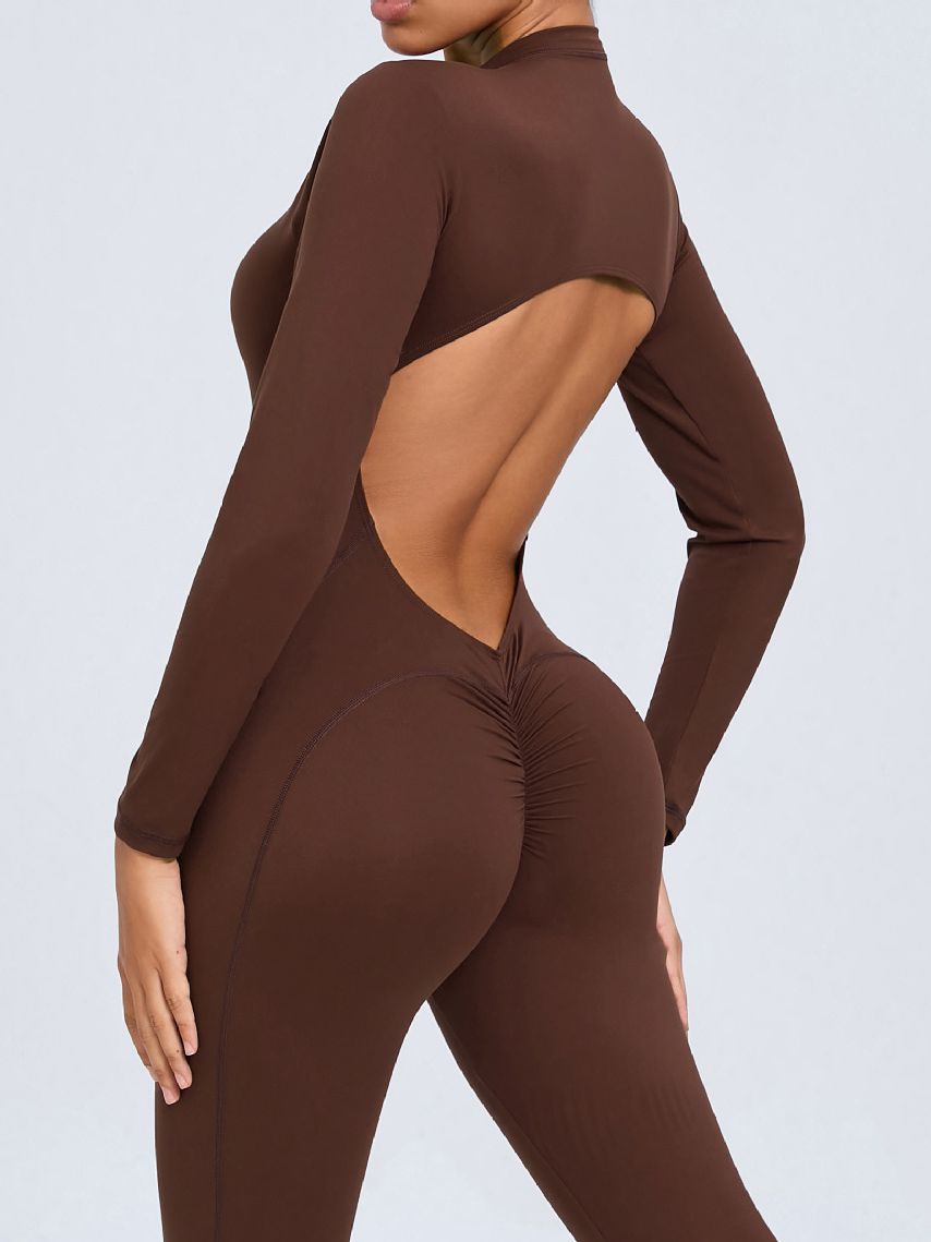Backless Zipper Hollow Out Scrunch Bum Jumpsuit