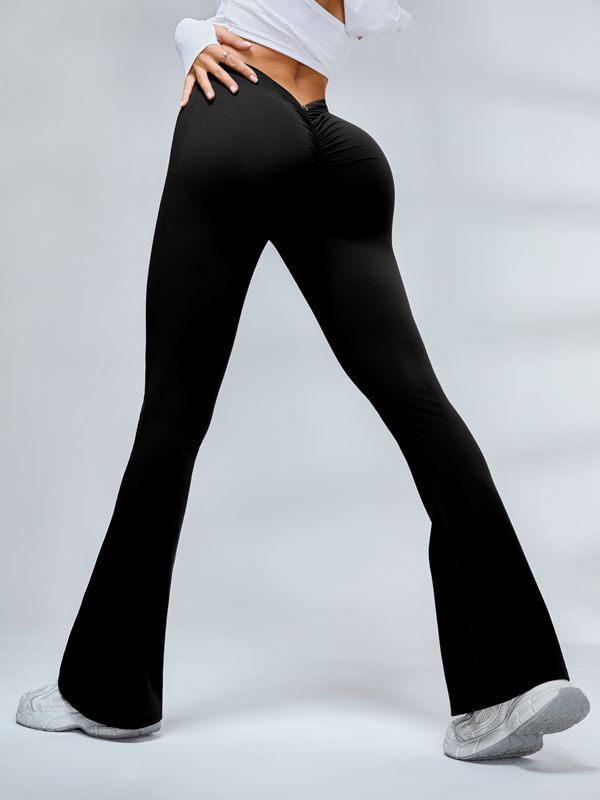 Deep V Back Scrunch Bum Flare Leggings