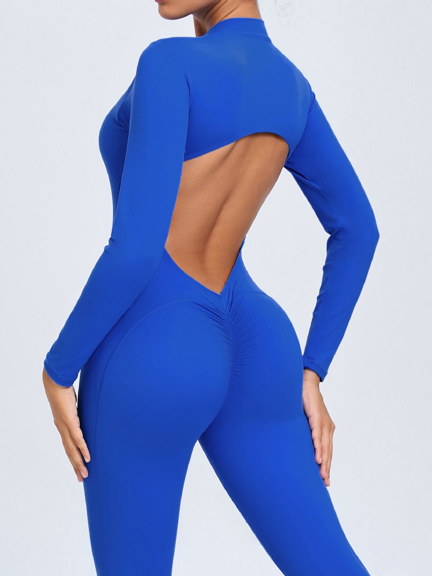 Backless Zipper Hollow Out Scrunch Bum Jumpsuit
