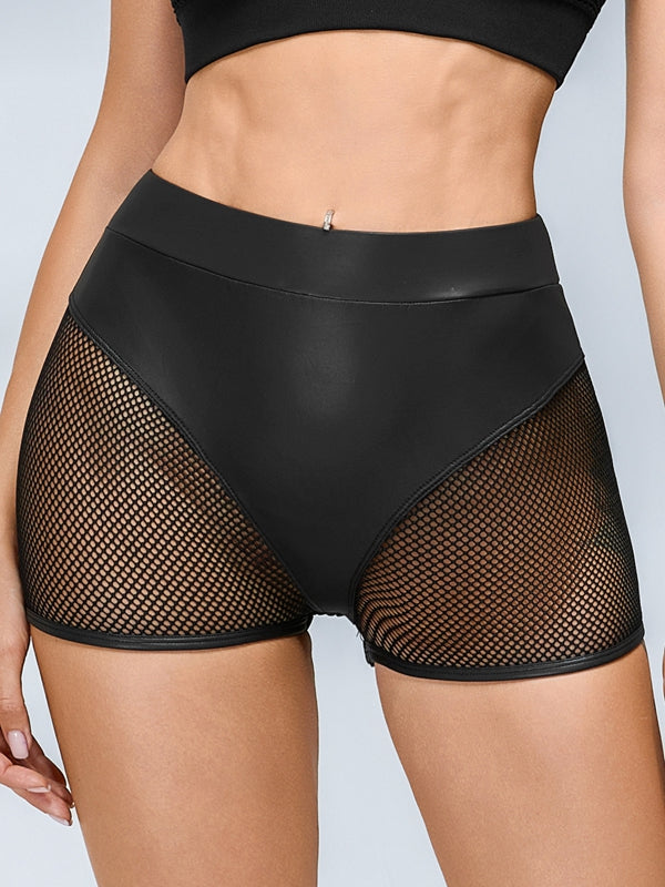 Sexy Faux Leather Fishnet Micro Hot Short Traksuit