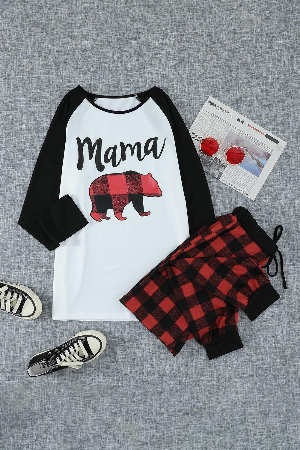 Josie Plaid Print Mama's Holiday Home Loungewear Set