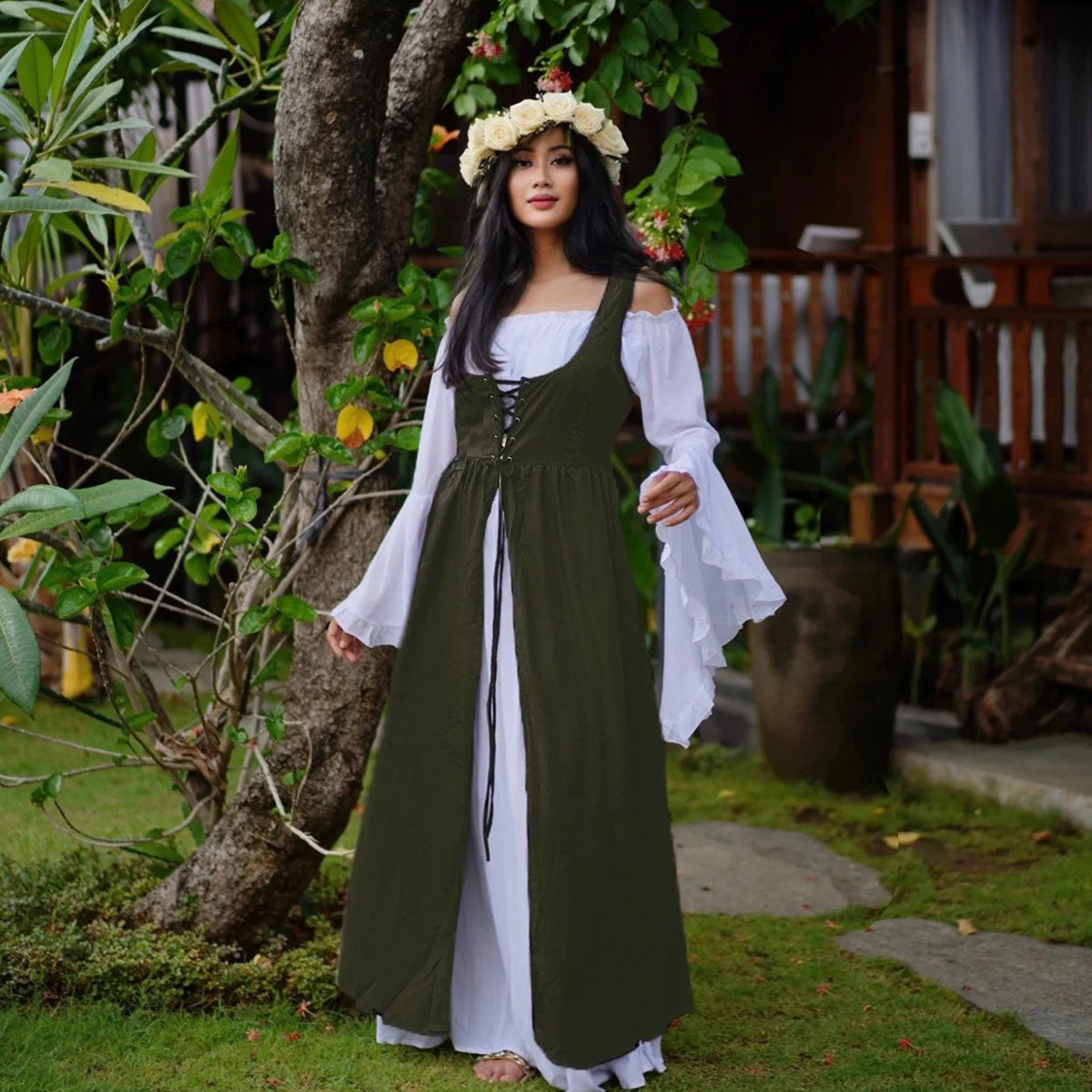 Sariah Corset Vest and Peasant Renaissance Dress