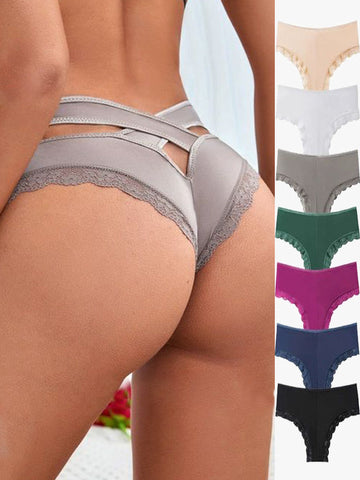 Hollow Out Silk T-back Panties