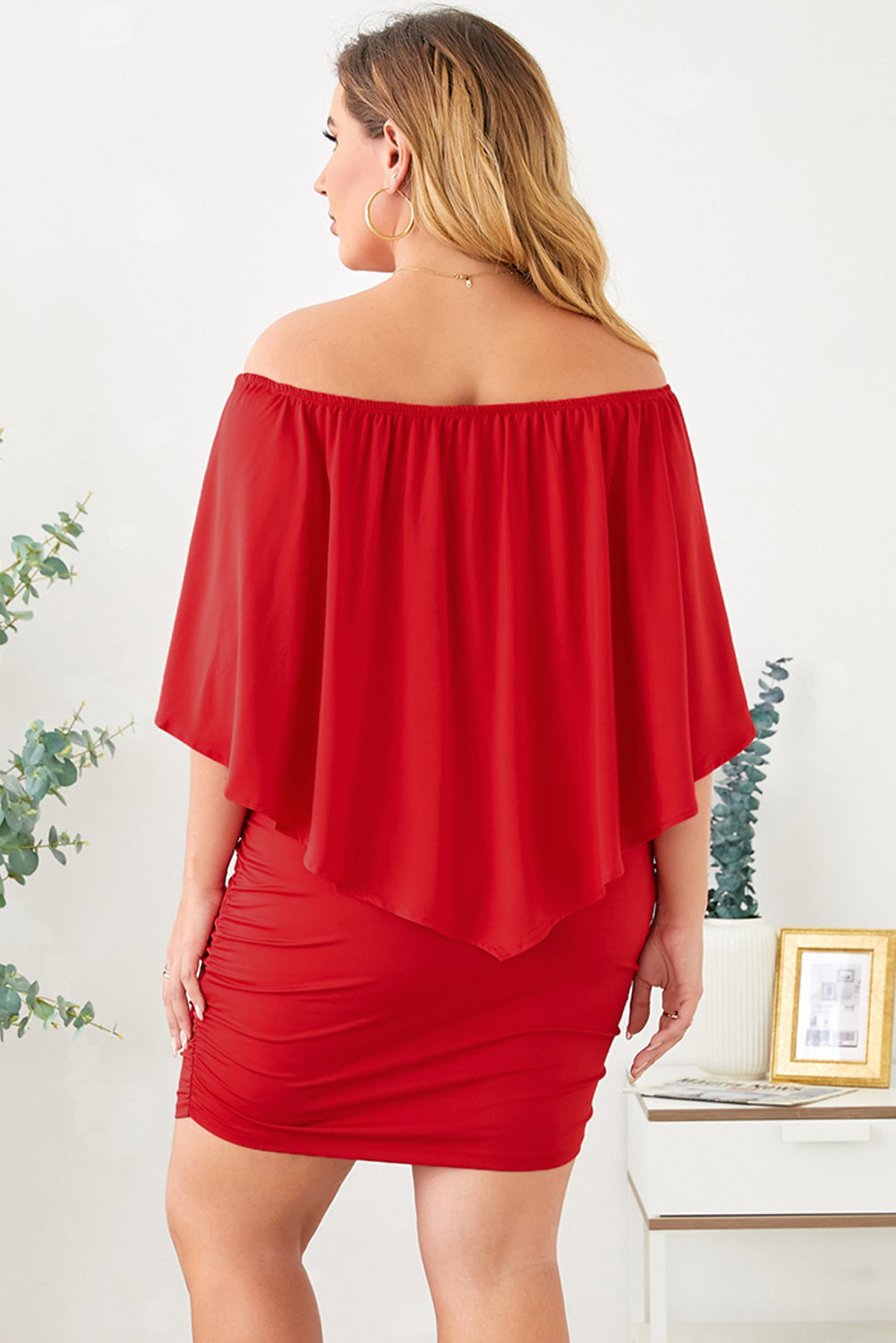 Josephine Multiple Dressing Layered Red Mini Poncho Dress