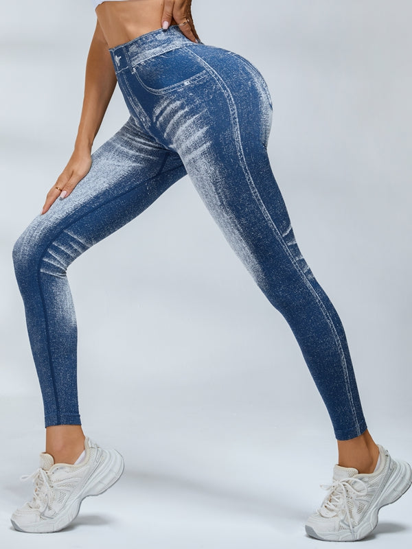 Deep V Back Denim Scrunch Bum Zipper High-support Tracksuit