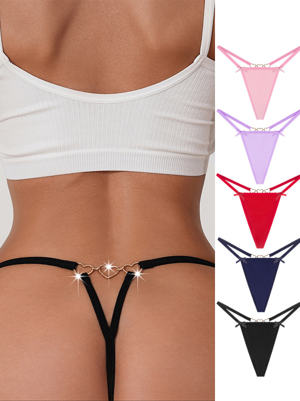 Heart Metal Chain Cutout Panties