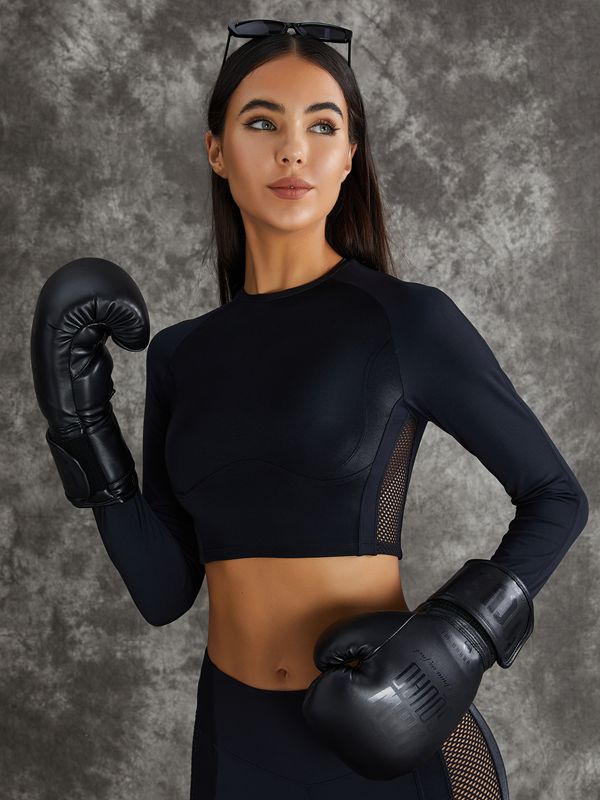 PU Net Thumbholes High-rise Hip-lift Sportswear