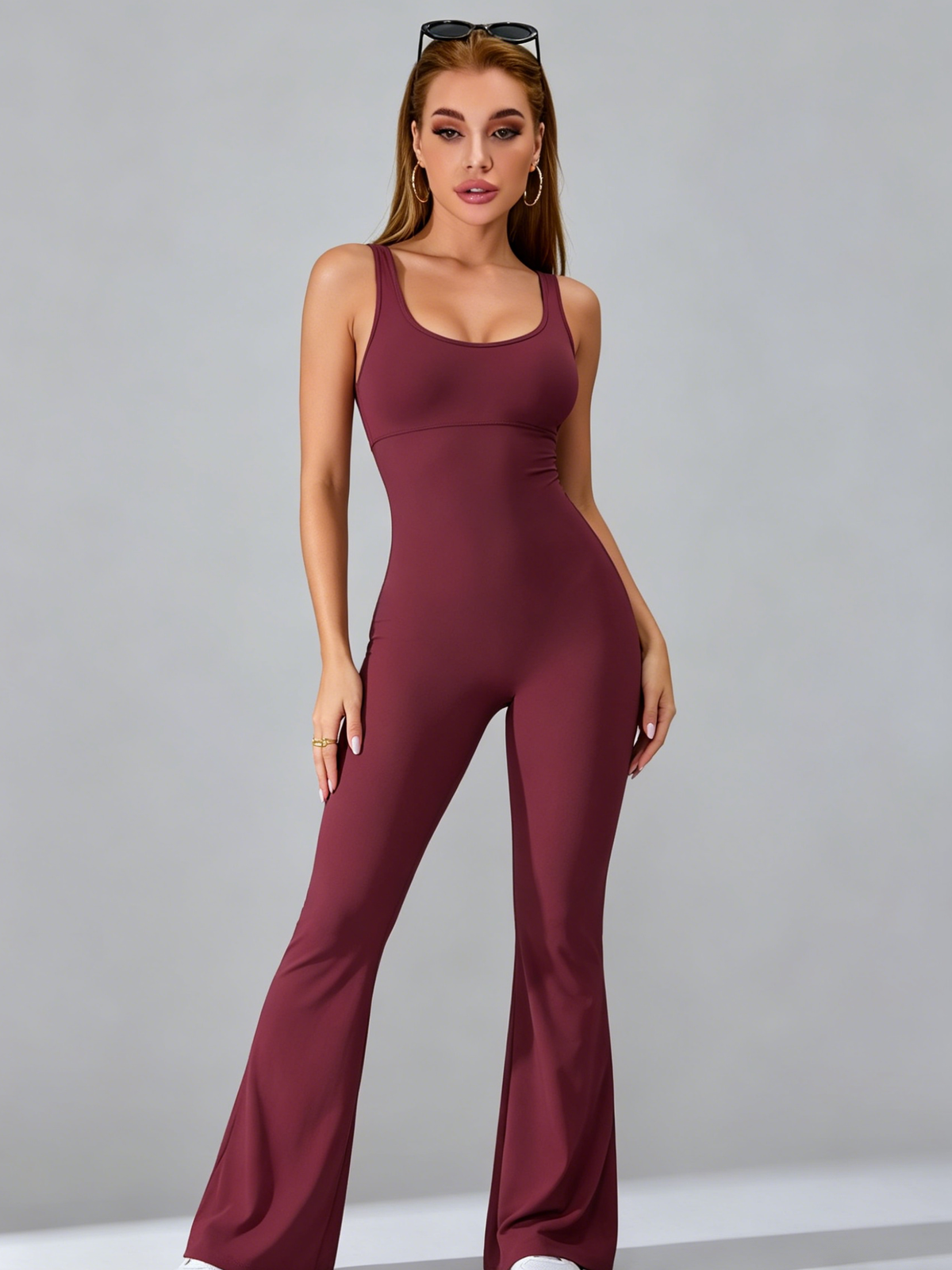 Backless Scrunch Bum Flare Jumpsuit