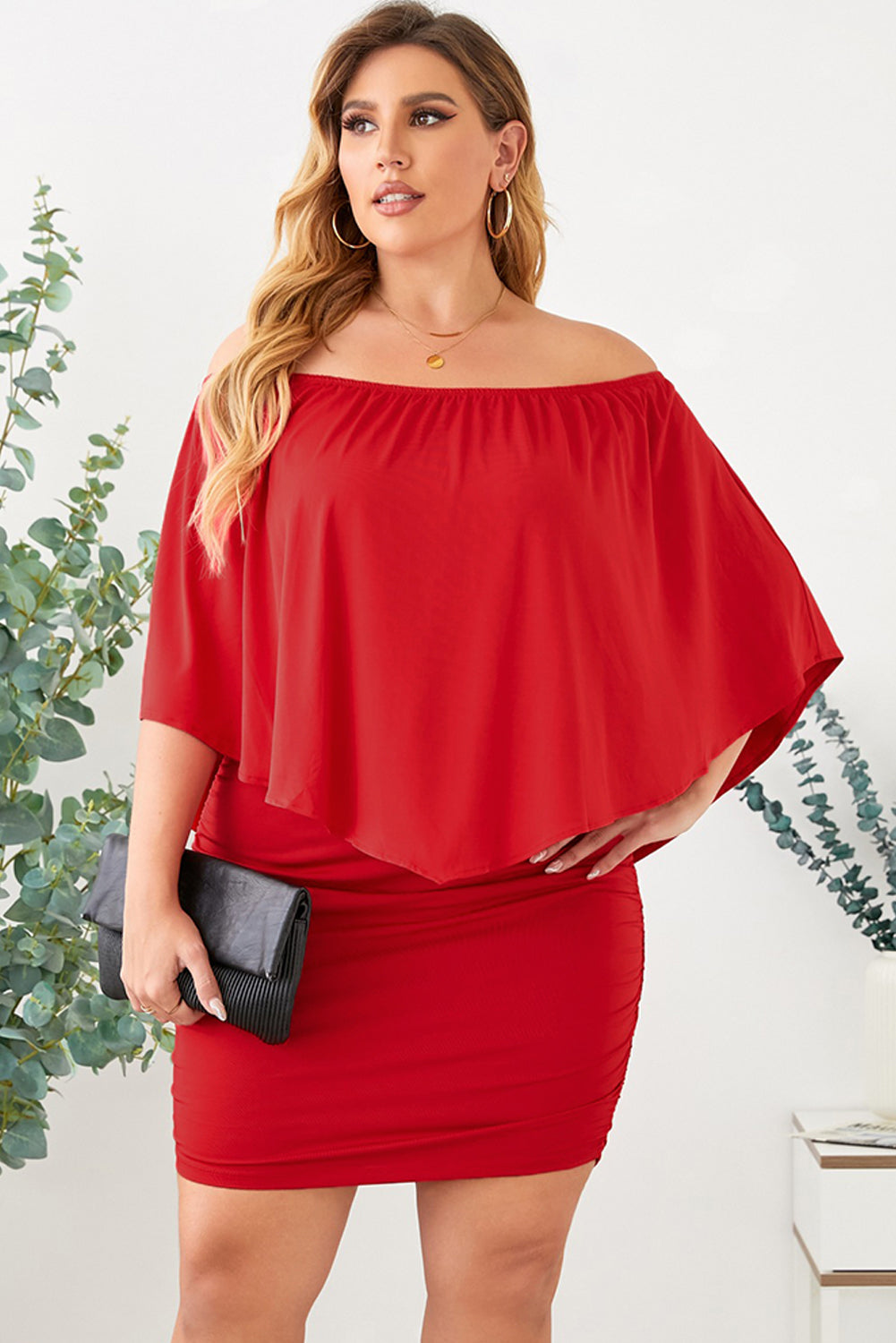 Josephine Multiple Dressing Layered Red Mini Poncho Dress
