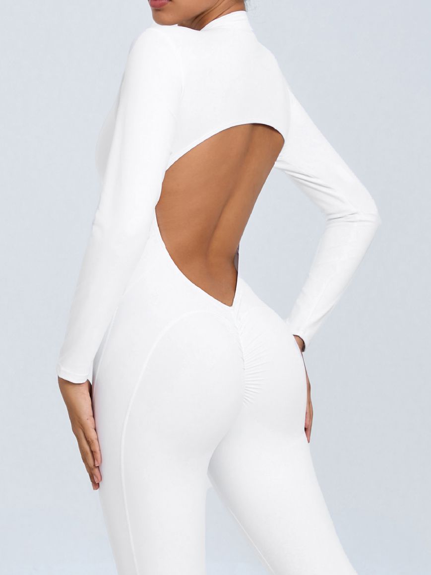 Backless Zipper Hollow Out Scrunch Bum Jumpsuit