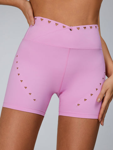 Cutout V Shape Waist Spandex Gym Booty Shorts