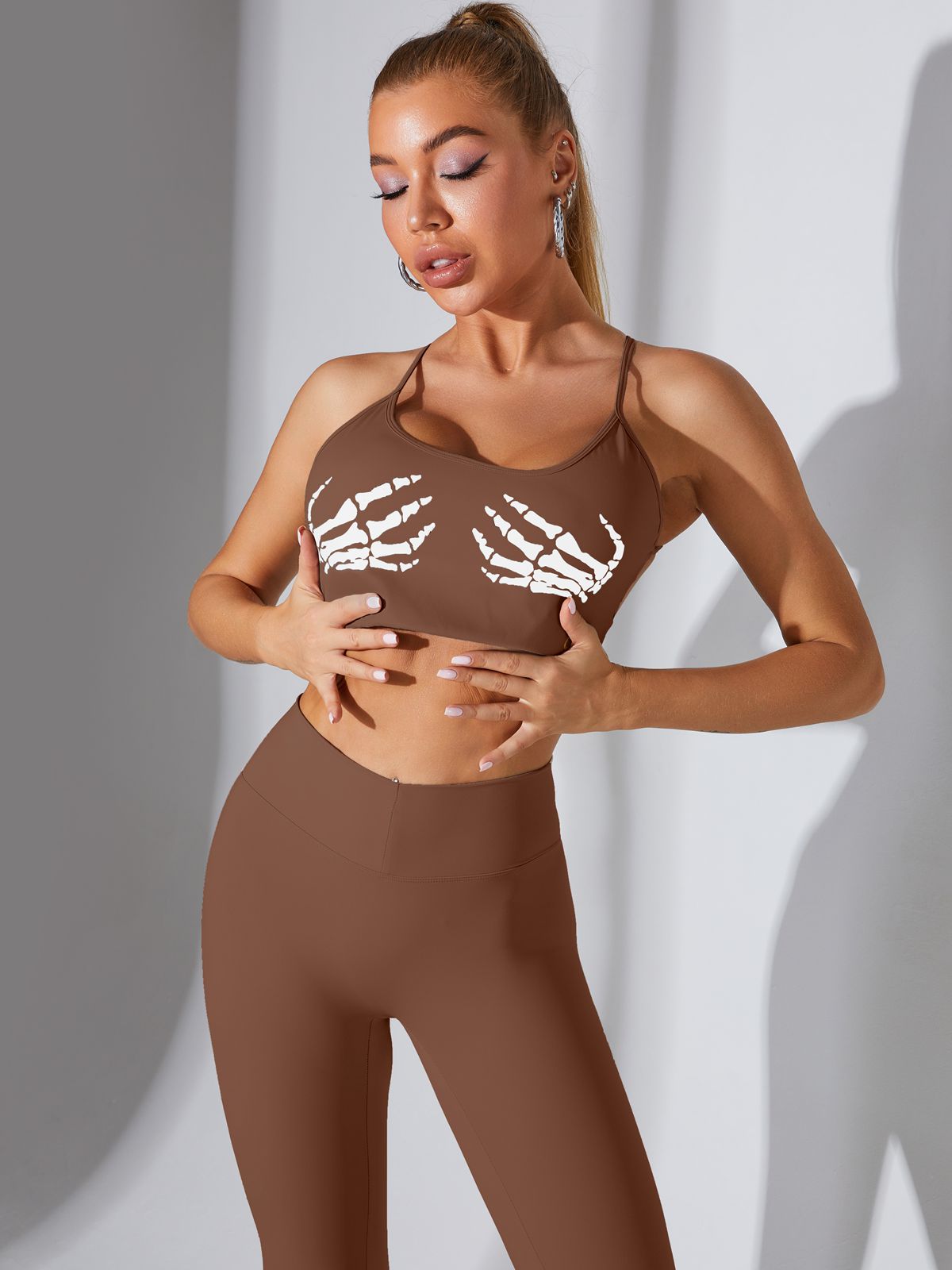 "Hand Bones" Print Cross Back Scrunch Bum Tracksuit