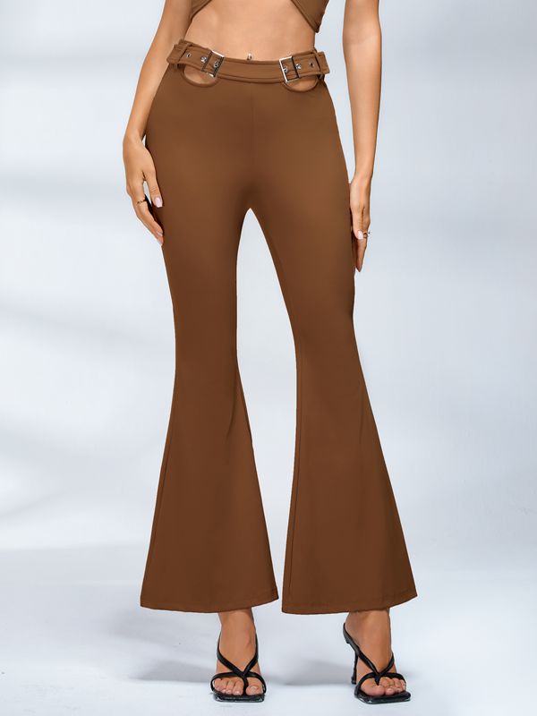 Button Cutout Cargo Style Flare Design Leggings