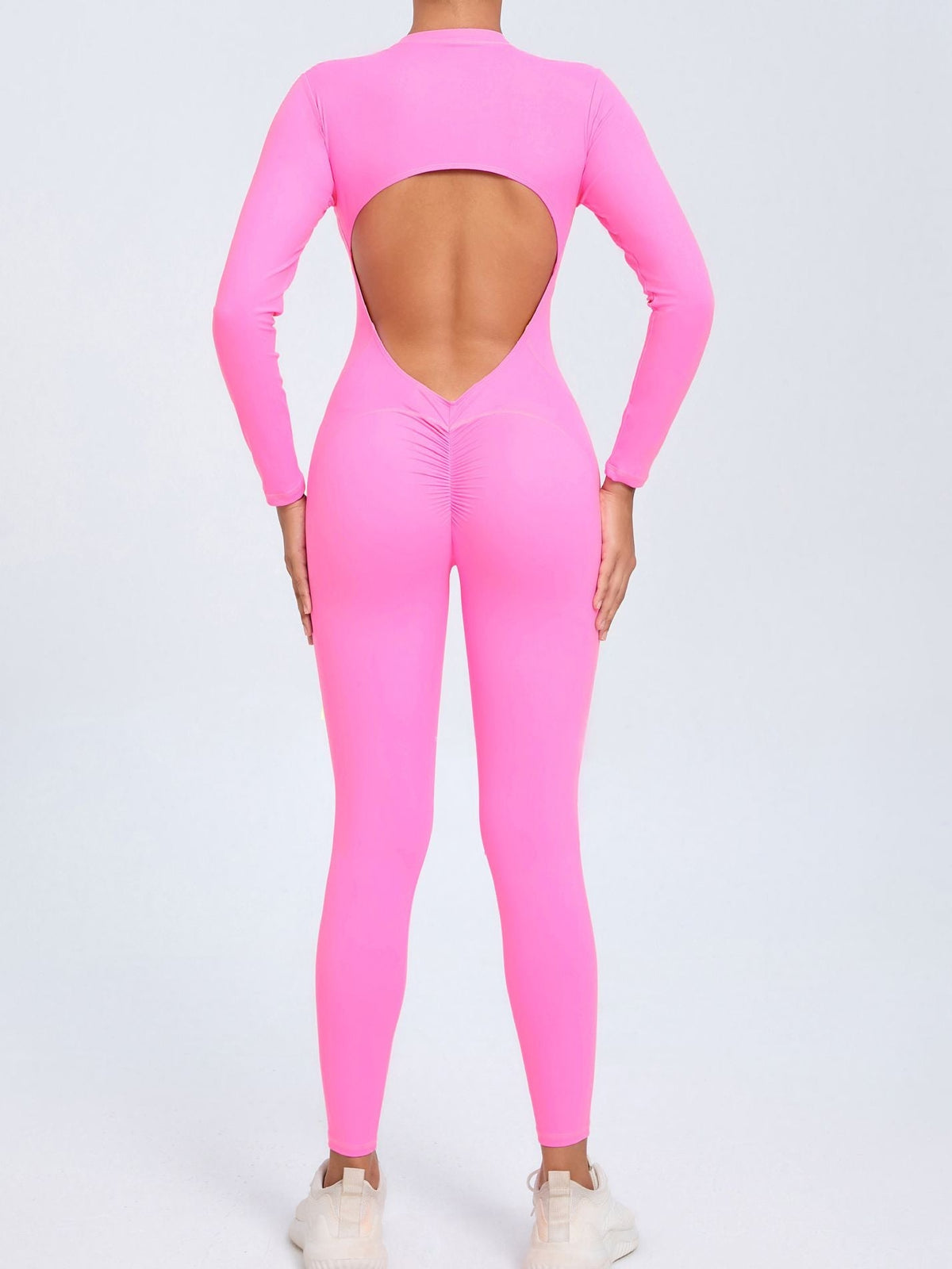 Backless Zipper Hollow Out Scrunch Bum Jumpsuit