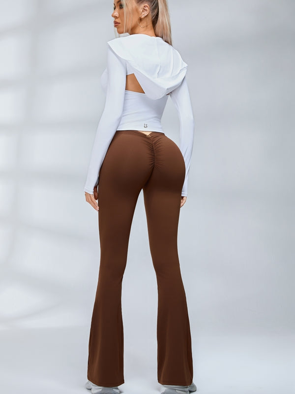 Deep V Back Scrunch Bum Flare Leggings