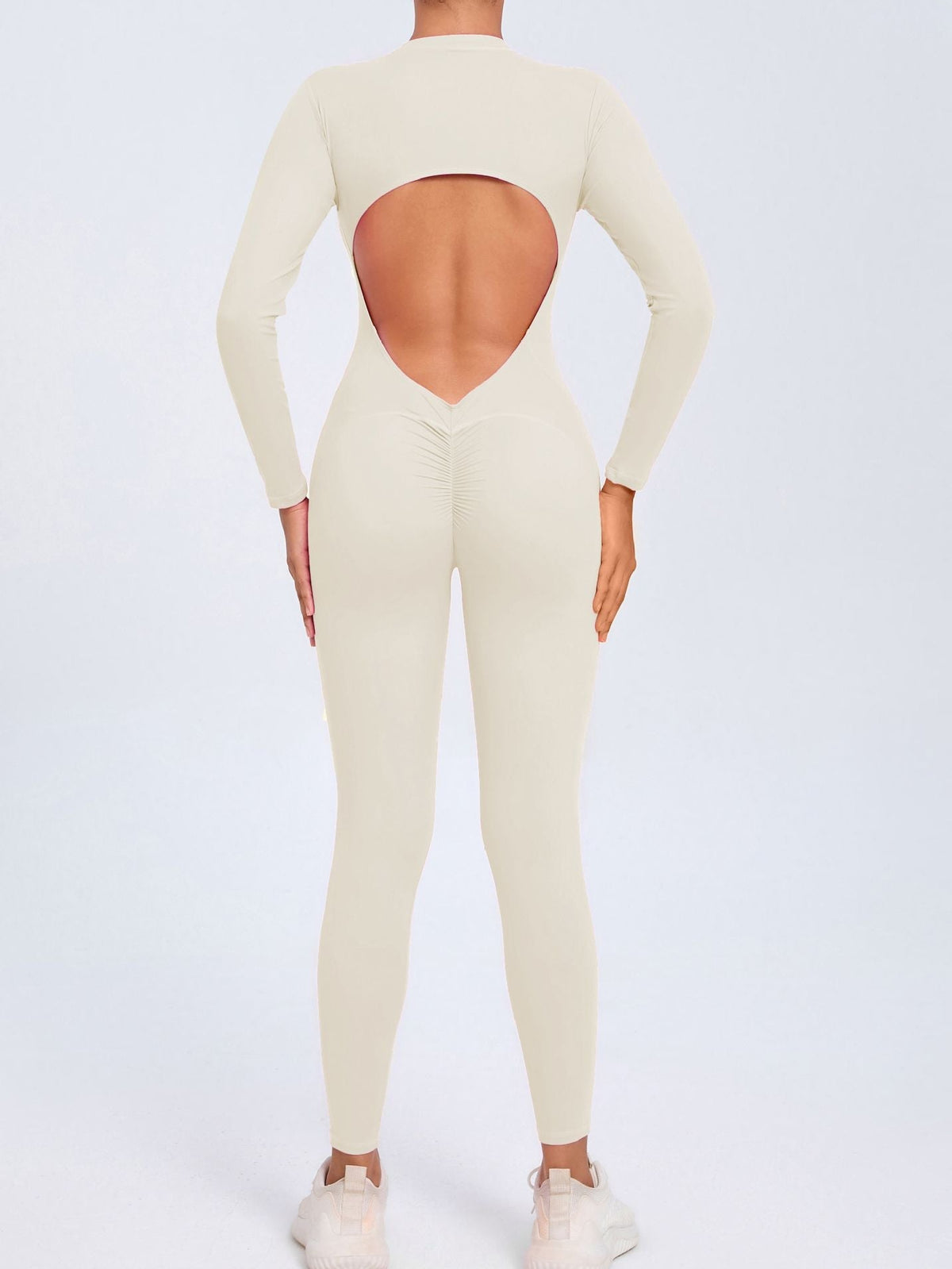 Backless Zipper Hollow Out Scrunch Bum Jumpsuit
