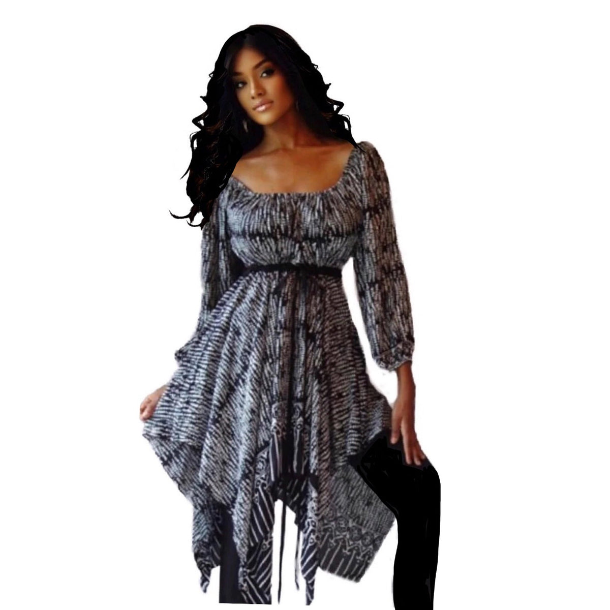 Layla Batik Print  with 3/4 Sleeves Peasant Gypsy Blouse
