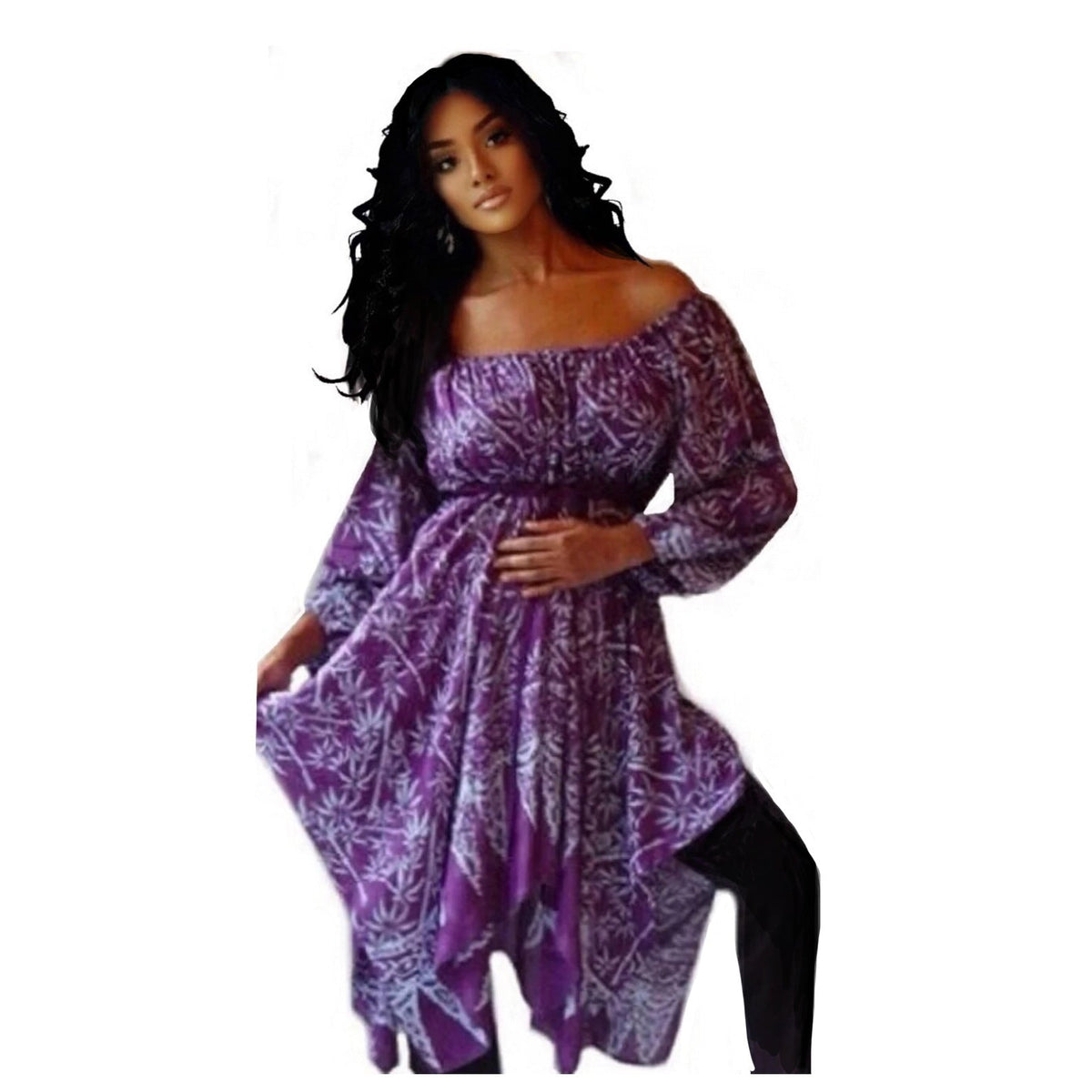 Layla Batik Print  with 3/4 Sleeves Peasant Gypsy Blouse