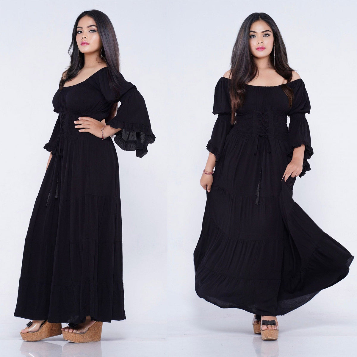 Iliana On Off Shoulder Corset Boho Dress