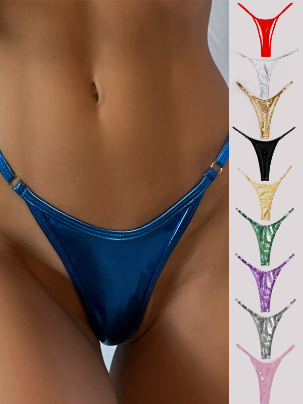 Glossy PU T-back Panties