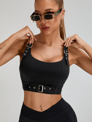 Button Backless Sports Bras