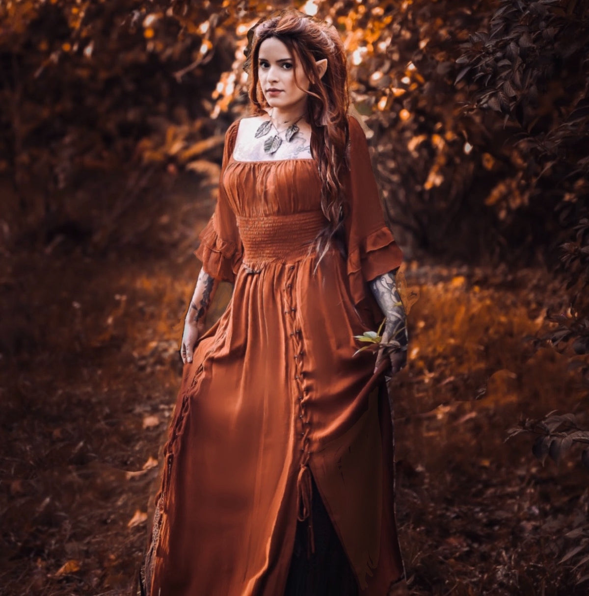 Rylan Smocked Waist Square Neckline Ren Faire Maxi Dress