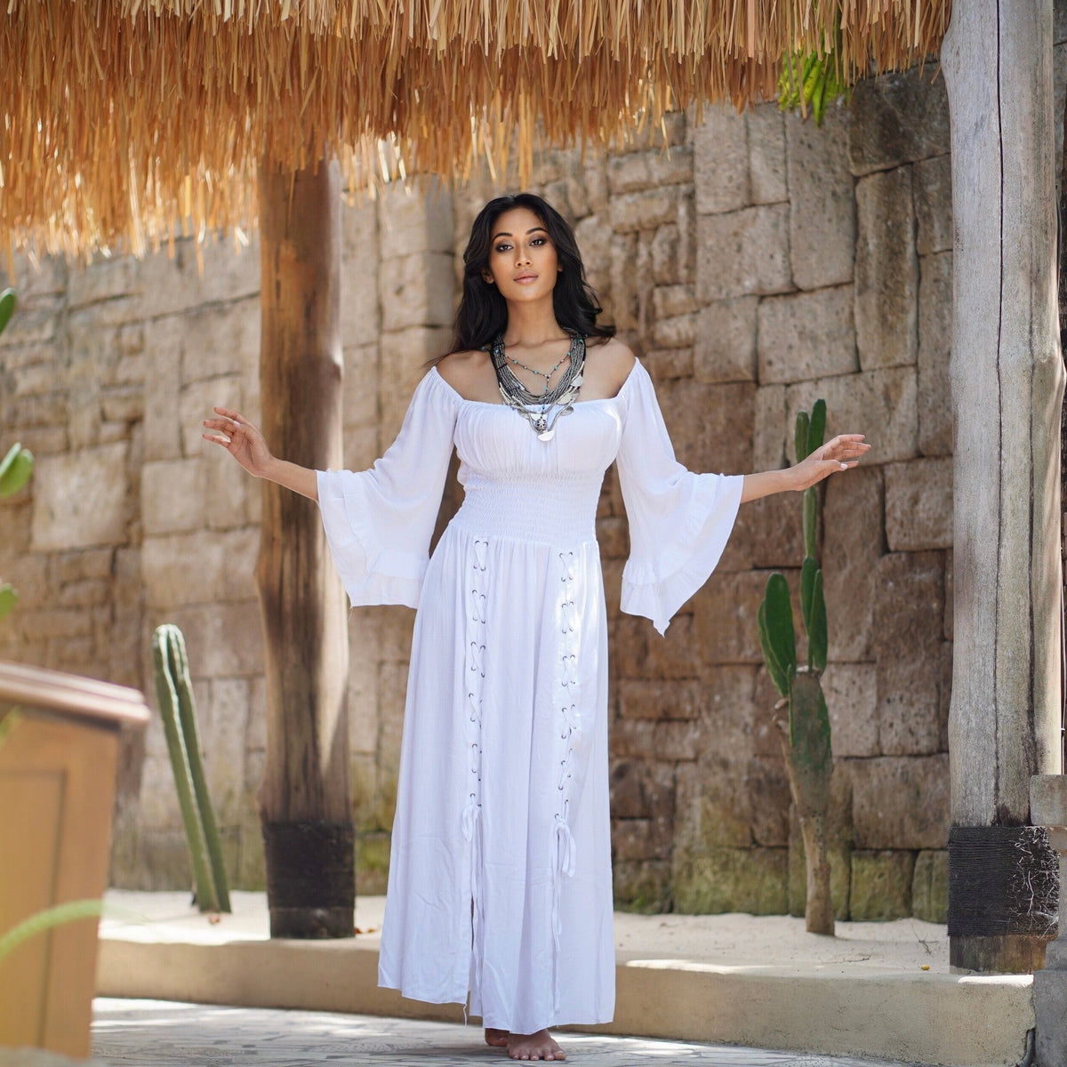 Rylan Smocked Waist Square Neckline Ren Faire Maxi Dress