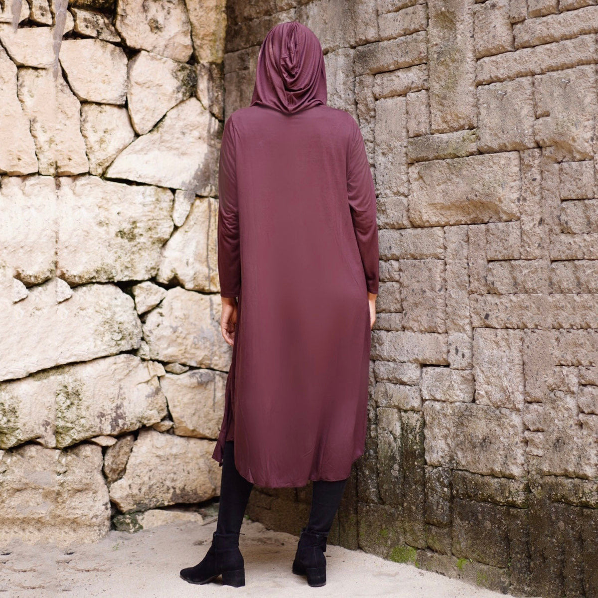 Georgia Wrap Asymmetric Hooded Jersey Coat