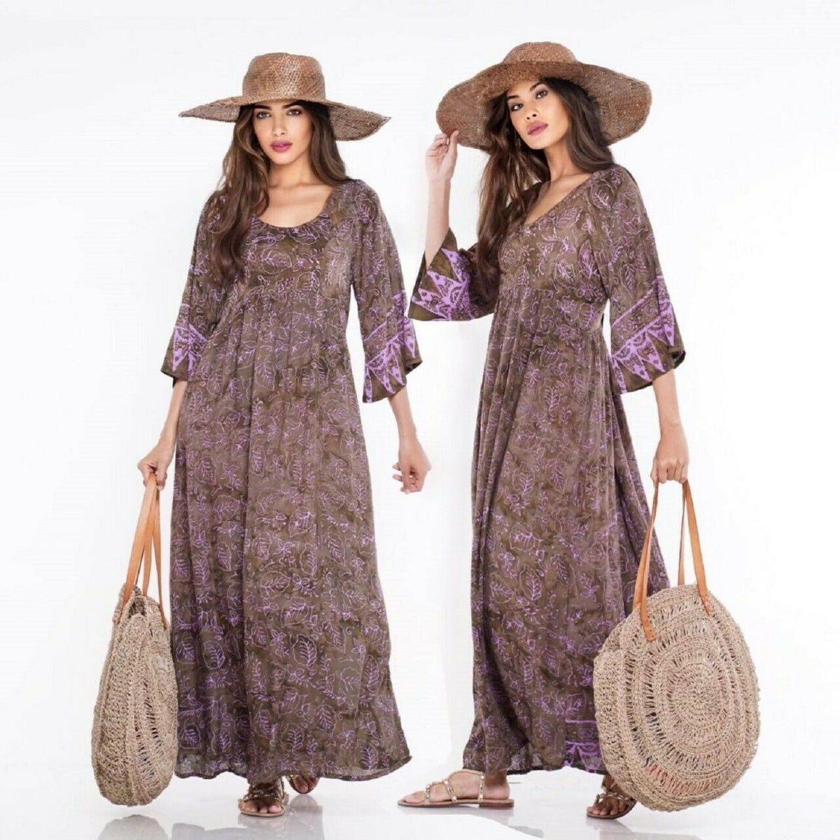 Mariana Bali Batik Empire Baby Doll Maxi Dress