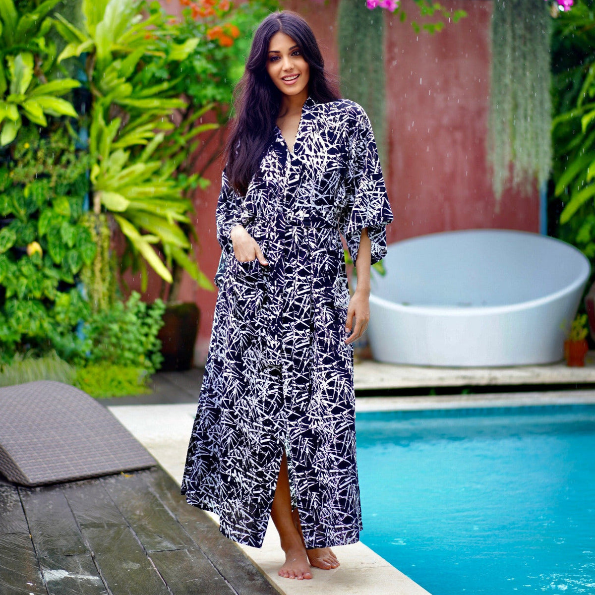 Mariah Bohemian Batik Kimono Belted Robe Jacket