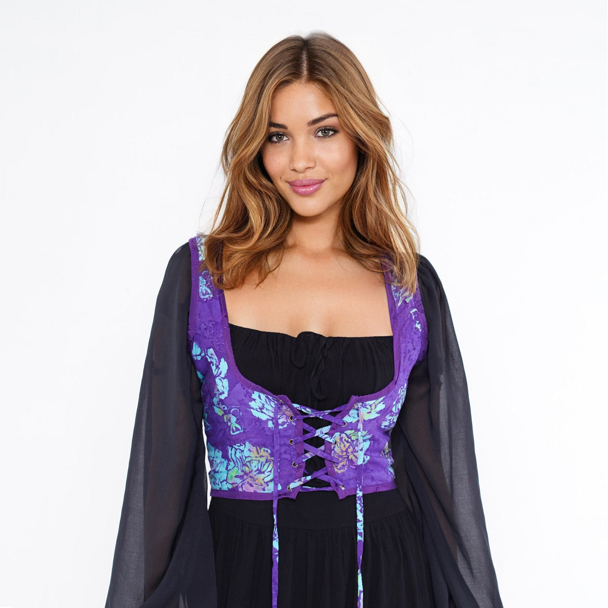 Jesse Boho Corset Vest Lacing Sleeveless Bali Batik Women Fashion