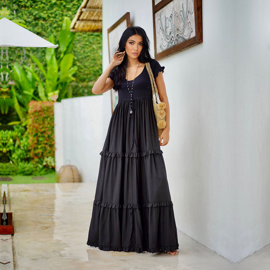 Roma Cottagecore Gypsy Tiered Sexy Maxi Dress