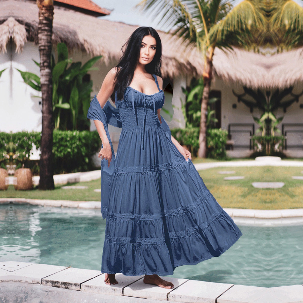 Ryder Bohemian Sleeveless Dress with Shawl Scarf