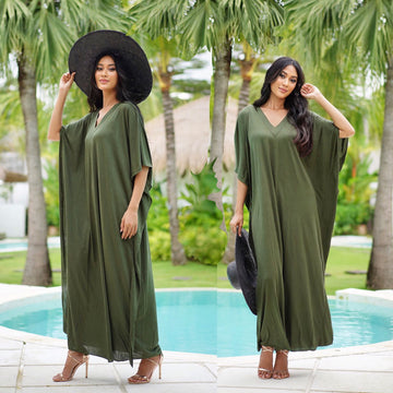 Angela Stretched Jersey Resort Wear Oversize Kaftan Dress