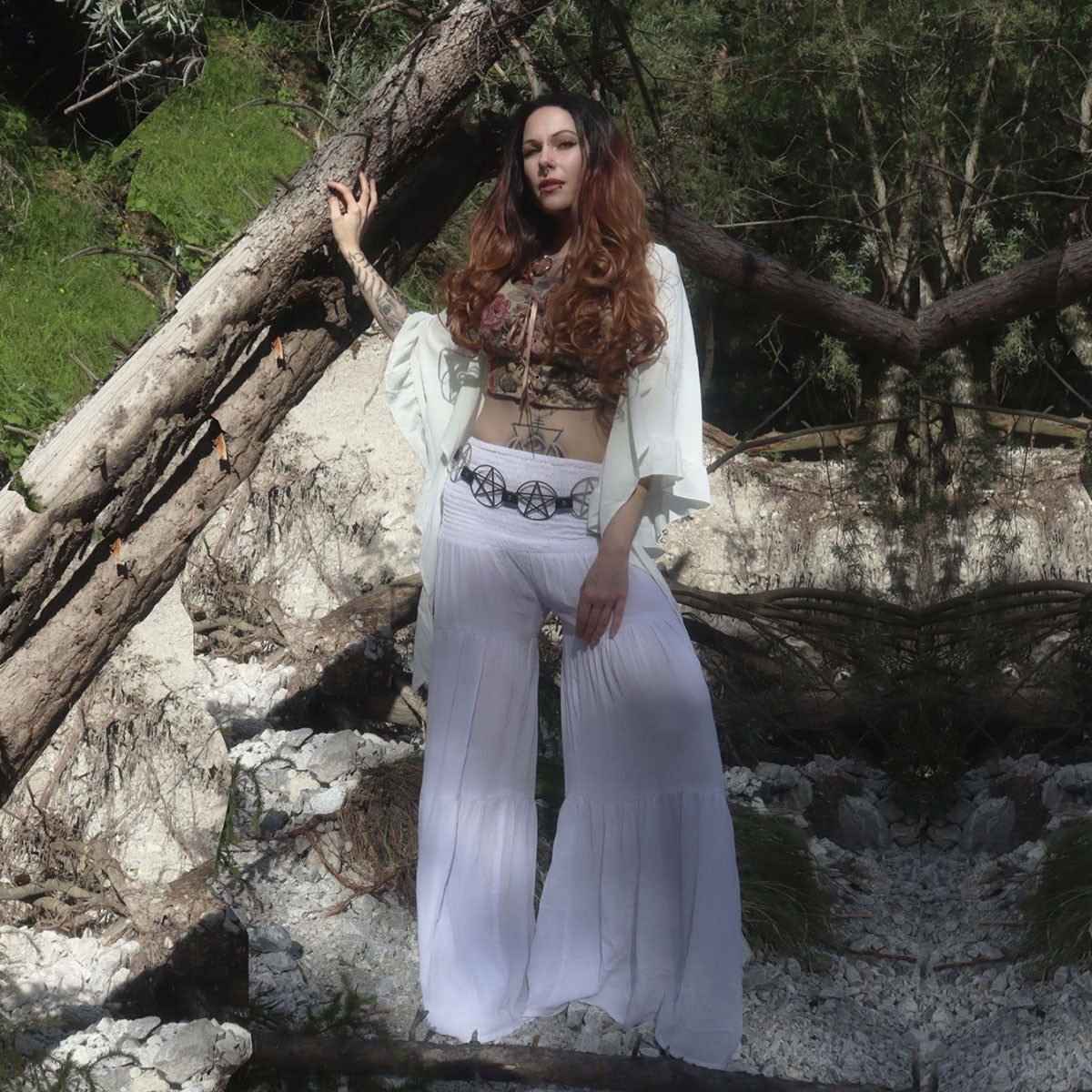 Zoie Smocked Waist Palazzo Ruffle Pants