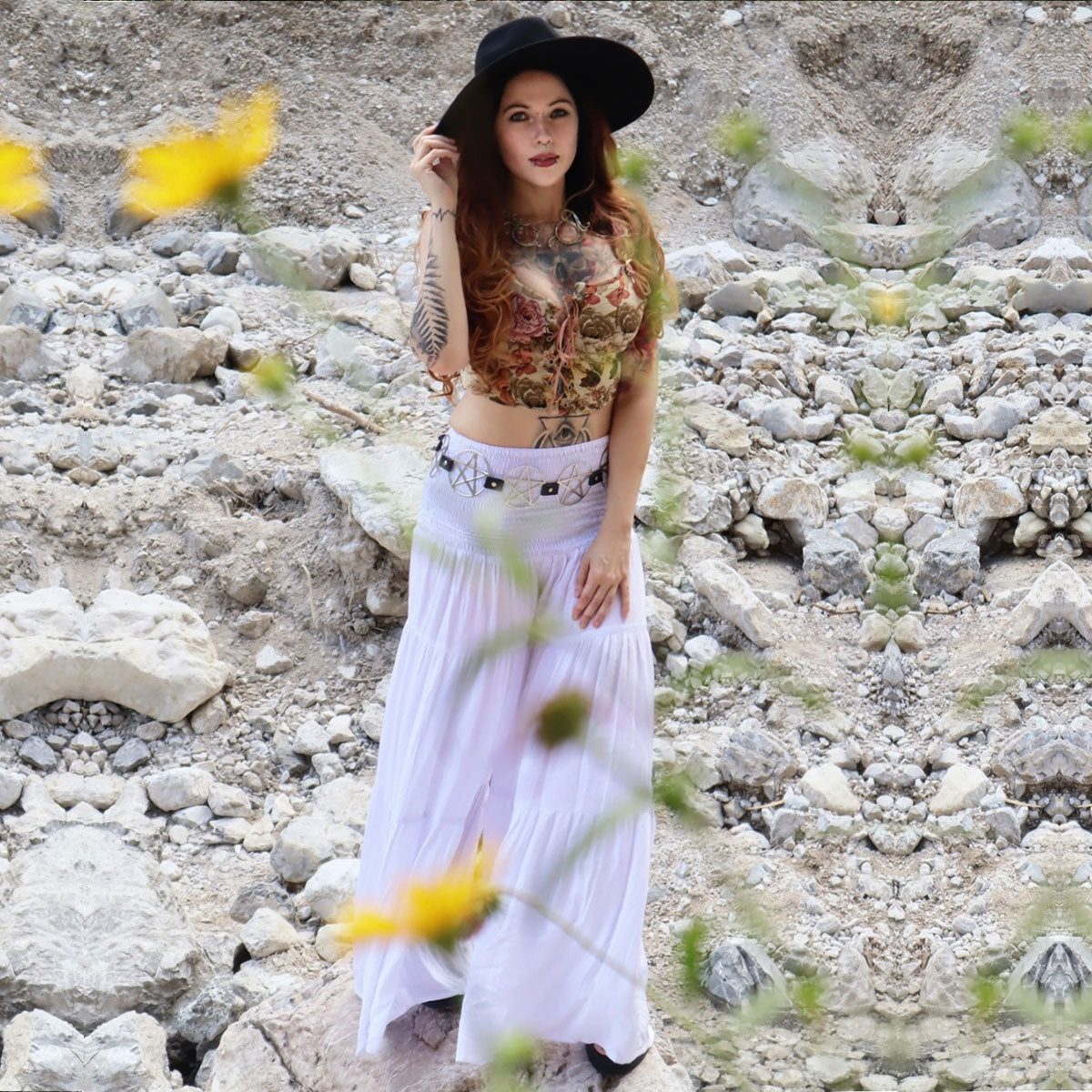 Zoie Smocked Waist Palazzo Ruffle Pants